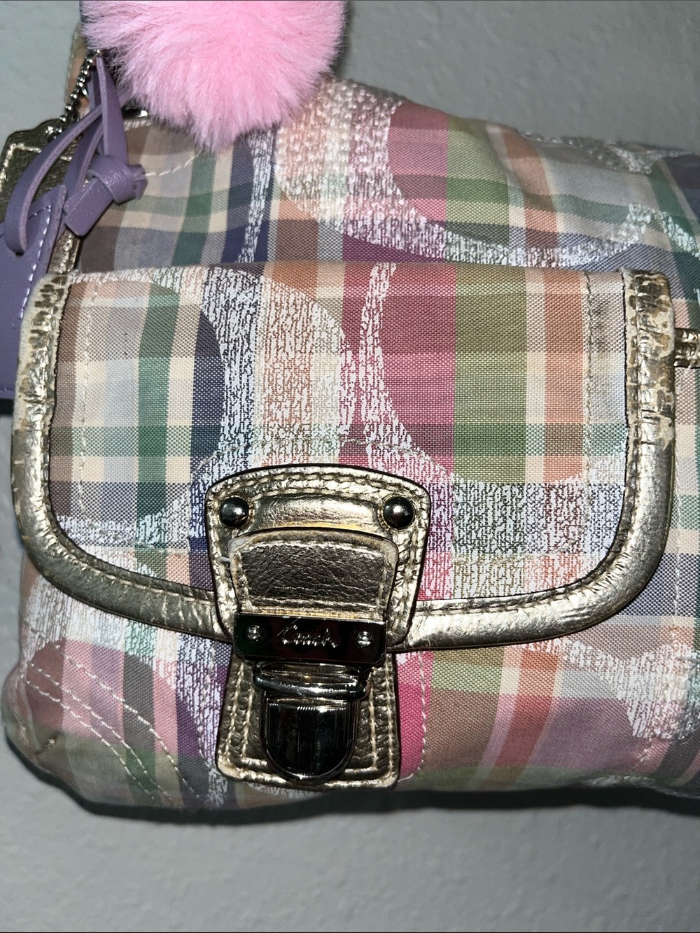 Coach Poppy Madras Tartan Plaid Hobo Shoulder Bag - Picture 5 of 17